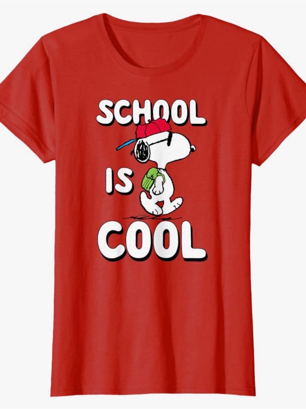 Snoopy "School Is Cool" Red Women’s T‑Shirt
